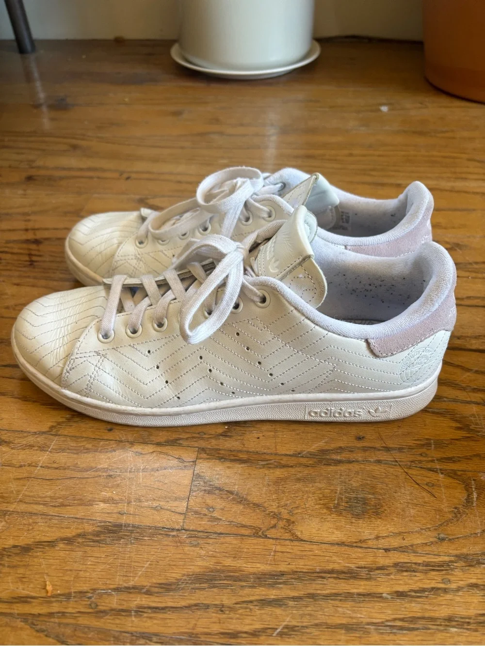 adidas Stan Smith White Quilted Chevron Leather Sneakers